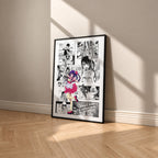 Ai Hoshino manga poster inspired by [Oshi No Ko] in a black frame against a warm beige wall
