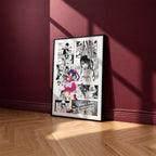Ai Hoshino manga poster inspired by [Oshi No Ko] in a black frame against a burgundy wall