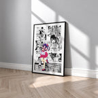 Ai Hoshino manga poster inspired by [Oshi No Ko] in a black frame against a light gray wall