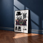Akatsuki manga poster inspired by Naruto in a black frame against a navy blue wall