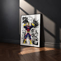 All Might manga poster inspired by My Hero Academia in a black frame against a charcoal gray wall
