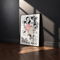 Anya Forger manga poster inspired by Spy x Family in a black frame against a charcoal gray wall