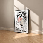 Anya Forger manga poster inspired by Spy x Family in a black frame against a warm beige wall