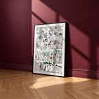 Aoba Johsai High manga poster inspired by Haikyu!! in a black frame against a burgundy wall
