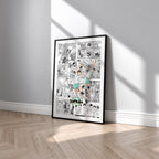 Aoba Johsai High manga poster inspired by Haikyu!! in a black frame against a light gray wall