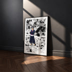 Aoi Todo manga poster inspired by Jujutsu Kaisen in a black frame against a charcoal gray wall