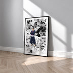 Aoi Todo manga poster inspired by Jujutsu Kaisen in a black frame against a light gray wall