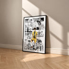 Ashito Aoi manga poster inspired by Aoashi in a black frame against a warm beige wall