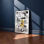 Ashito Aoi manga poster inspired by Aoashi in a black frame against a navy blue wall