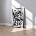 Asta manga poster inspired by Black Clover in a black frame against a light gray wall