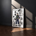 Asuma Sarutobi manga poster inspired by Naruto in a black frame against a charcoal gray wall