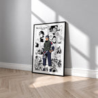 Asuma Sarutobi manga poster inspired by Naruto in a black frame against a light gray wall