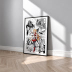 Asuna Yuuki manga poster inspired by Sword Art Online in a black frame against a light gray wall
