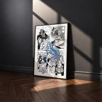Asuna Yuuki Undine manga poster inspired by Sword Art Online in a black frame against a charcoal gray wall