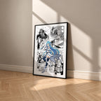 Asuna Yuuki Undine manga poster inspired by Sword Art Online in a black frame against a warm beige wall