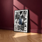 Ciel Phantomhive manga poster inspired by Black Butler in a black frame against a burgundy wall