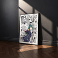 Crusch Karsten manga poster inspired by Re:Zero in a black frame against a charcoal gray wall