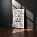 Date Tech High manga poster inspired by Haikyu!! in a black frame against a charcoal gray wall