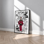 Doma manga poster inspired by Demon Slayer in a black frame against a light gray wall