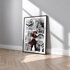 Eijiro Kirishima manga poster inspired by My Hero Academia in a black frame against a light gray wall