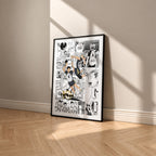 Fukurodani Academy manga poster inspired by Haikyu!! in a black frame against a warm beige wall