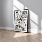 Fukurodani Academy manga poster inspired by Haikyu!! in a black frame against a light gray wall