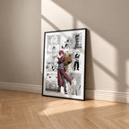 Gaara manga poster inspired by Naruto in a black frame against a warm beige wall