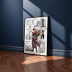 Gaara manga poster inspired by Naruto in a black frame against a navy blue wall