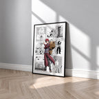 Gaara manga poster inspired by Naruto in a black frame against a light gray wall