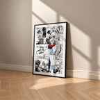 Gintoki Sakata manga poster inspired by Gintama in a black frame against a warm beige wall