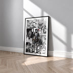 Goblin Slayer manga poster inspired by Goblin Slayer in a black frame against a light gray wall