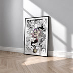 Gyokko manga poster inspired by Demon Slayer in a black frame against a light gray wall