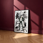 Haruka Sakura manga poster inspired by Wind Breaker in a black frame against a burgundy wall