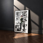 Hayato Suo manga poster inspired by Wind Breaker in a black frame against a charcoal gray wall