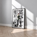 Hayato Suo manga poster inspired by Wind Breaker in a black frame against a light gray wall