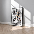 Inarizaki High manga poster inspired by Haikyu!! in a black frame against a light gray wall