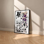 Ino Yamanaka manga poster inspired by Naruto in a black frame against a warm beige wall