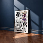 Ino Yamanaka manga poster inspired by Naruto in a black frame against a navy blue wall