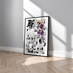Ino Yamanaka manga poster inspired by Naruto in a black frame against a light gray wall