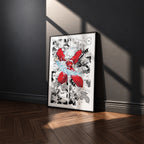 Inuyasha manga poster inspired by Inuyasha in a black frame against a charcoal gray wall