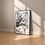 Kagome Higurashi manga poster inspired by Inuyasha in a black frame against a warm beige wall