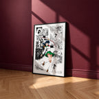 Kagome Higurashi manga poster inspired by Inuyasha in a black frame against a burgundy wall