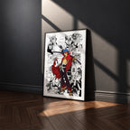 Kamina manga poster inspired by Gurren Lagann in a black frame against a charcoal gray wall