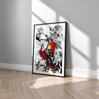 Kamina manga poster inspired by Gurren Lagann in a black frame against a light gray wall