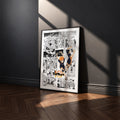 Karasuno High manga poster inspired by Haikyu!! in a black frame against a charcoal gray wall