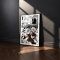 Ken Kaneki manga poster inspired by Tokyo Ghoul in a black frame against a charcoal gray wall