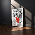 Kikyo manga poster inspired by Inuyasha in a black frame against a charcoal gray wall