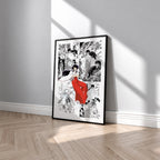 Kikyo manga poster inspired by Inuyasha in a black frame against a light gray wall