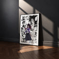 Kokushibo manga poster inspired by Demon Slayer in a black frame against a charcoal gray wall