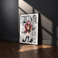 Kushina Uzumaki manga poster inspired by Naruto in a black frame against a charcoal gray wall